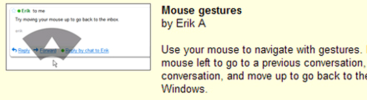 Gmail mouse gestures