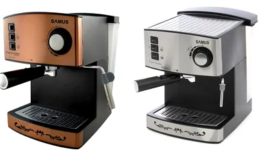 Espressor în două culori pentru cafea și alte băuturi calde, disponibil la un preț foarte accesibil în oferta Dedeman