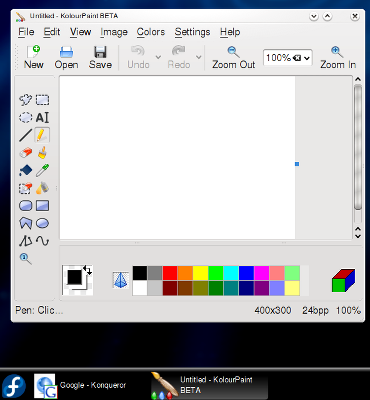 Kolour Paint Beta - aplicaţia similară Windows Paint din Fedora 9 KDE