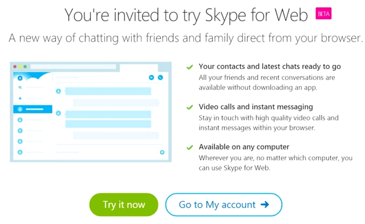 Skype for Web Beta - apeluri video şi de voce direct din web browser