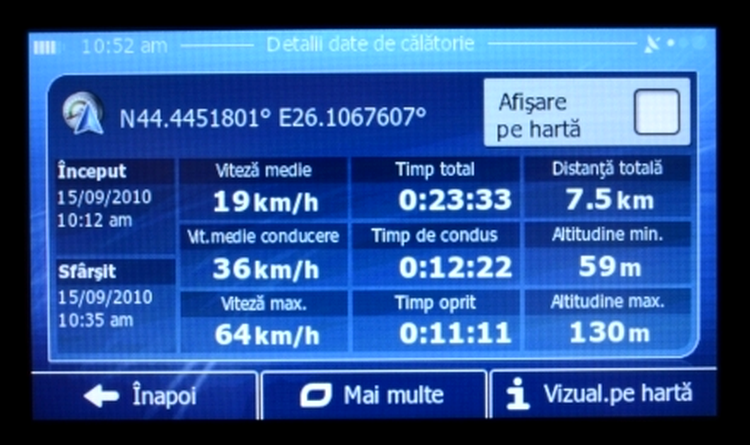 iGO Primo - detalii despre călătorie