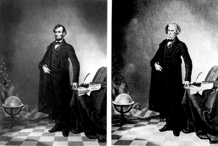 Un fals celebru: faţa preşedintelul Abraham Lincoln suprapusă unei poze cu politicianul John Calhoun