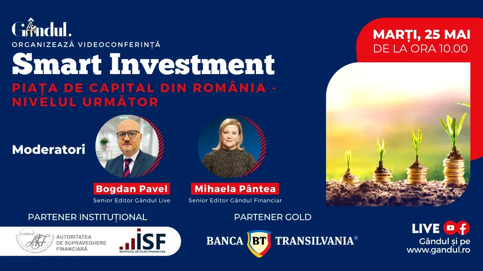 Conferința digitală LIVE ”SMART INVESTMENT – Piața de Capital din România” – Marți 25 mai de la ora 10.00 cu participarea specială a doamnei Anca Dragu -  Președintă a Senatului României