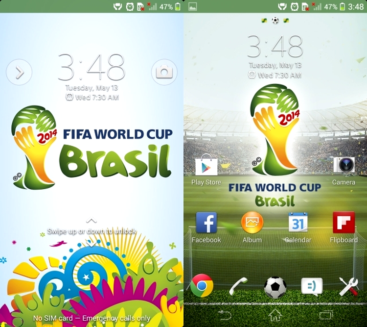 Tema Sony FIFA World Cup - ecranul pentru deblocare şi ecranul principal