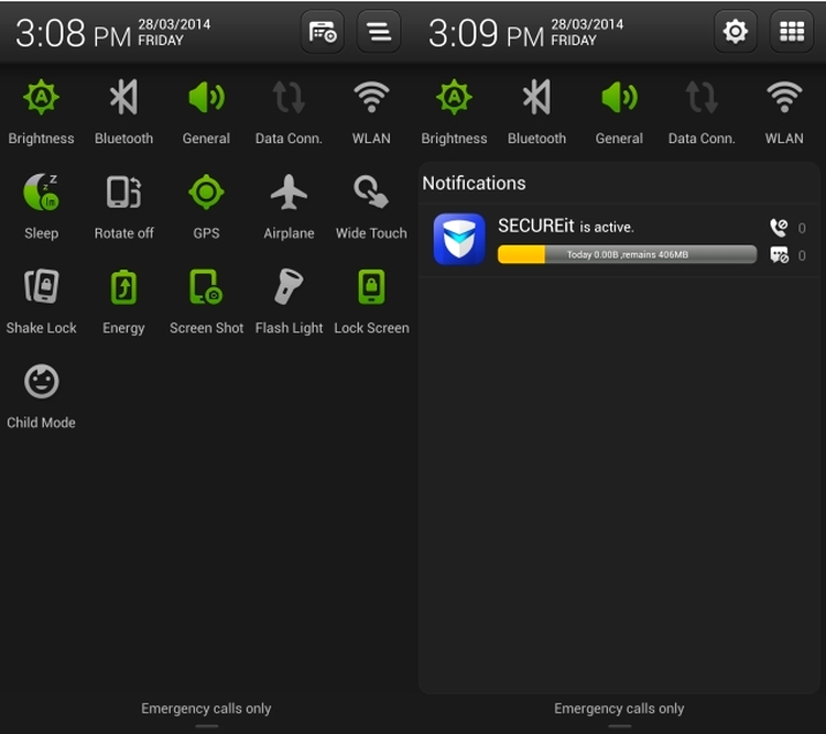 Lenovo Vibe X - zona de notificări