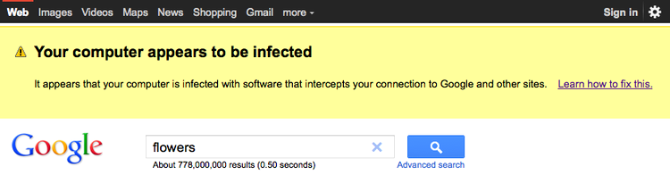 Google Search te avertizează când ai calculatorul infectat