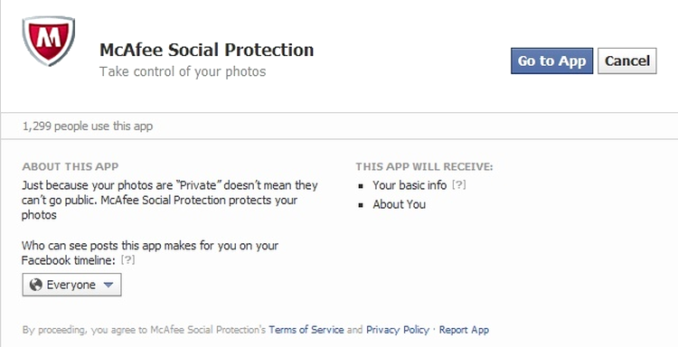 McAfee Social Protection app