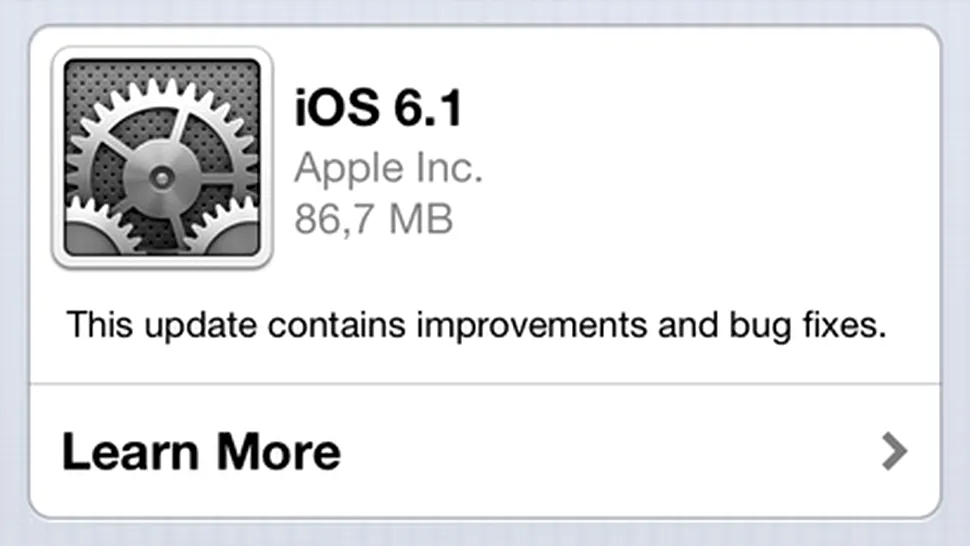 iOS 6.1 a fost lansat, lista de îmbunătăţiri este foarte scurtă