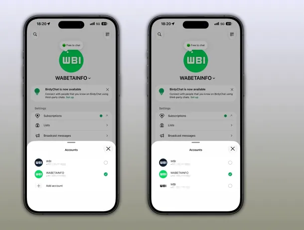 WhatsApp testează suport pentru până la trei conturi pe iOS