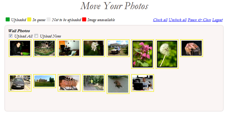 Move Your Photos - selecţie pentru upload