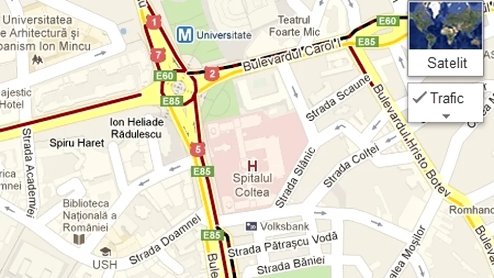 Monitorizarea traficului în Bucureşti, acum prin Google Maps