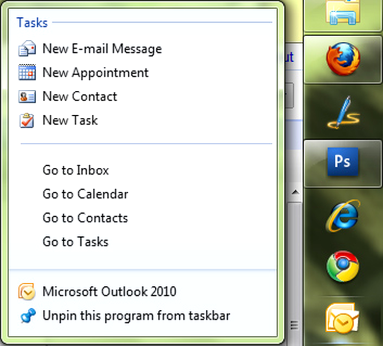 Windows 7 Jumps List