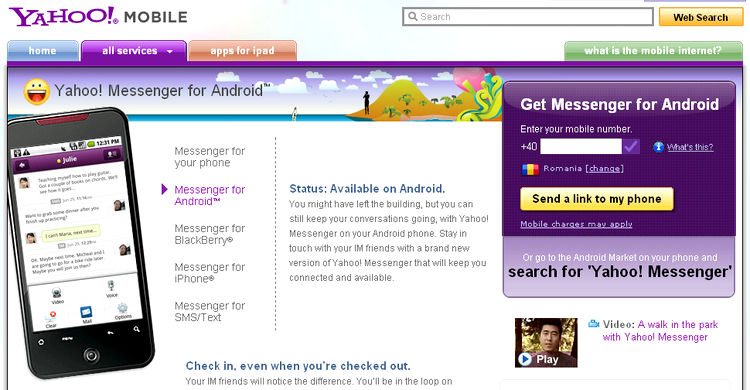 Yahoo! Mobile video chat