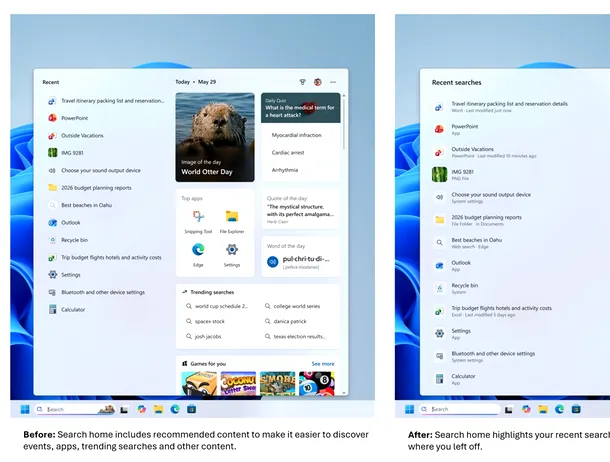 Microsoft pregătește o actualizare majoră pentru funcția Search din Windows 11