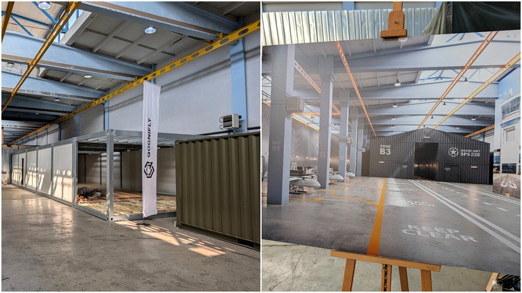 Fabrica Qognifly din București acum (stânga) și după ce va fi finalizată