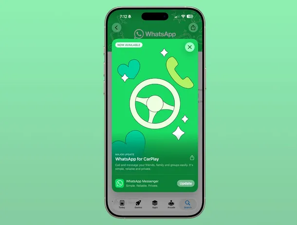 WhatsApp a primit un update major pentru Apple CarPlay