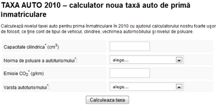În curând, calculatorul pentru taxa auto 2011 pe Promotor.ro
