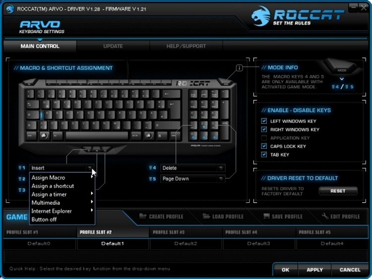 Roccat Arvo - aplicaţia pentru personalizarea butoanelor