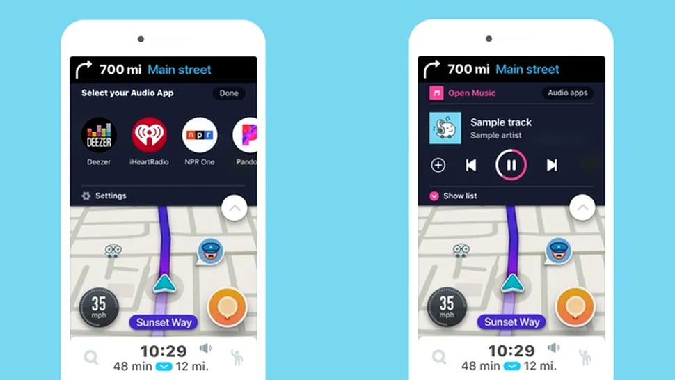 Waze primeşte suport pentru servicii de redare audio în aplicaţie