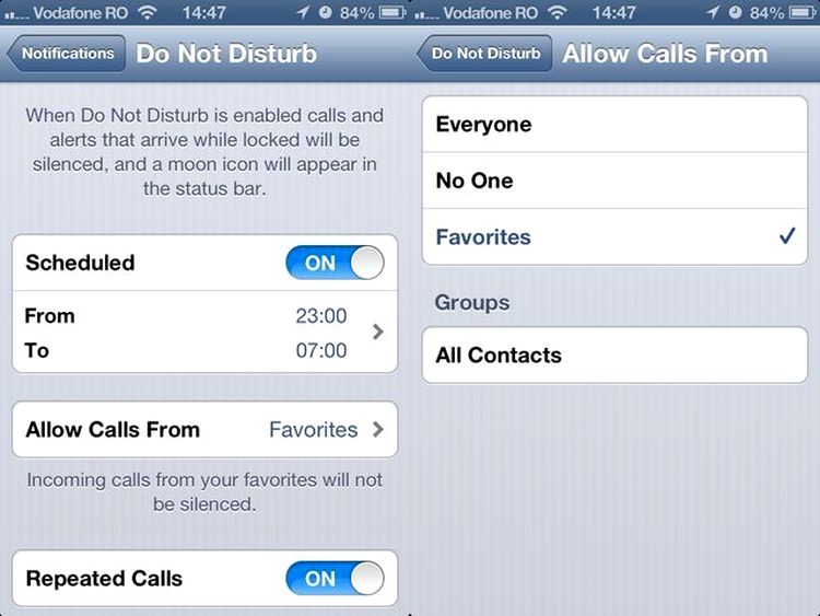 Nu ar fi stricat mai multe opţiuni, dar Do Not Disturb este o opţiune utilă