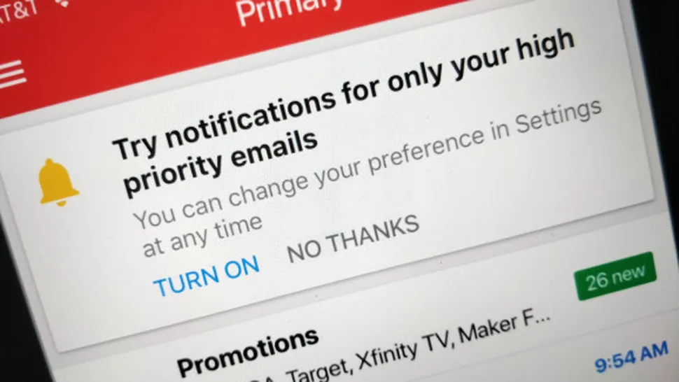 Aplicaţia Gmail pentru iOS primeşte opţiune pentru anunţarea selectivă a mesajelor primite, în funcţie de importanţa acestora