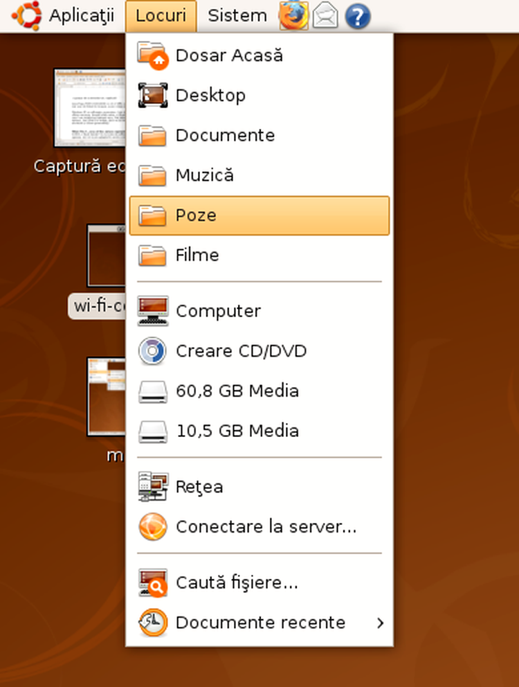 Ubuntu 8.04 - meniu locuri