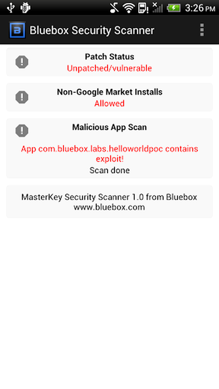 Telefon infectat prin exploit-ul Master Key