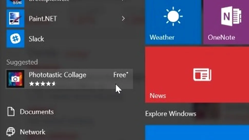 Windows 10 afişează reclame în Start Menu