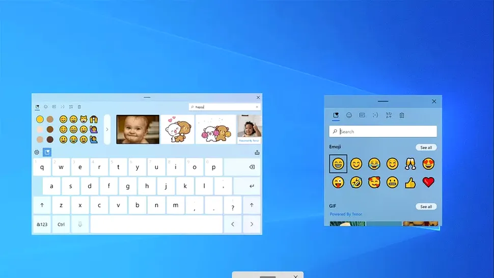 Windows 10 primește o nouă tastatură touch, completă cu suport pentru dictare vocală și GIF-uri animate