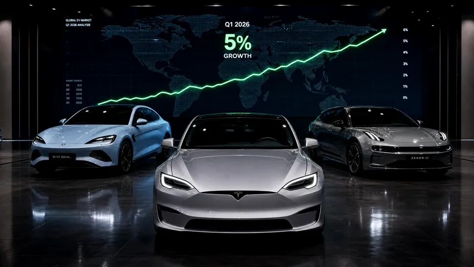 Piața mașinilor electrice (BEV) a crescut în primul trimestru din 2026. Tesla revine pe primul loc, iar China rămâne principalul motor al industriei