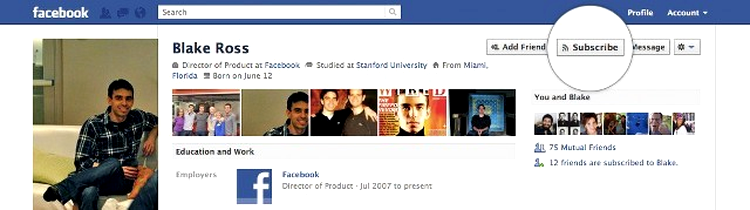 Facebook primeşte buton Subscribe