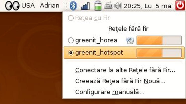 Conectarea wi-fi la internet, Ubuntu 8.04