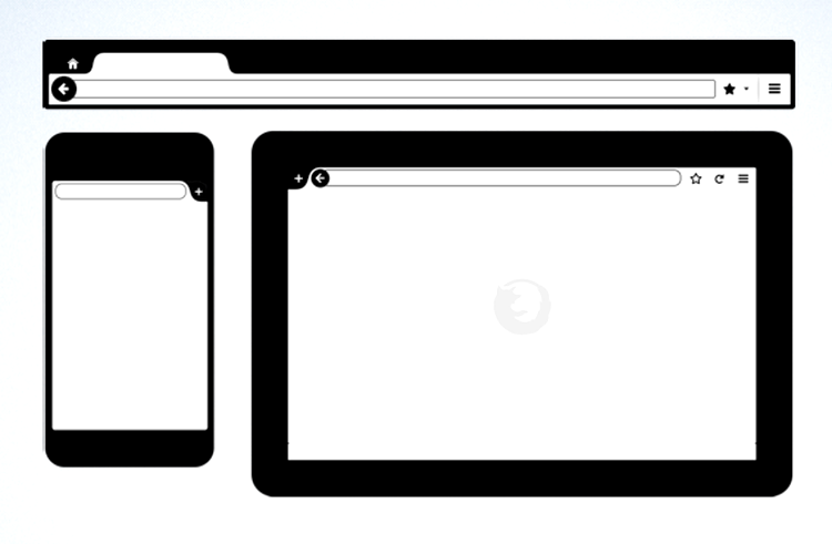 Schiţe de design pentru versiunile desktop şi mobile de Firefox