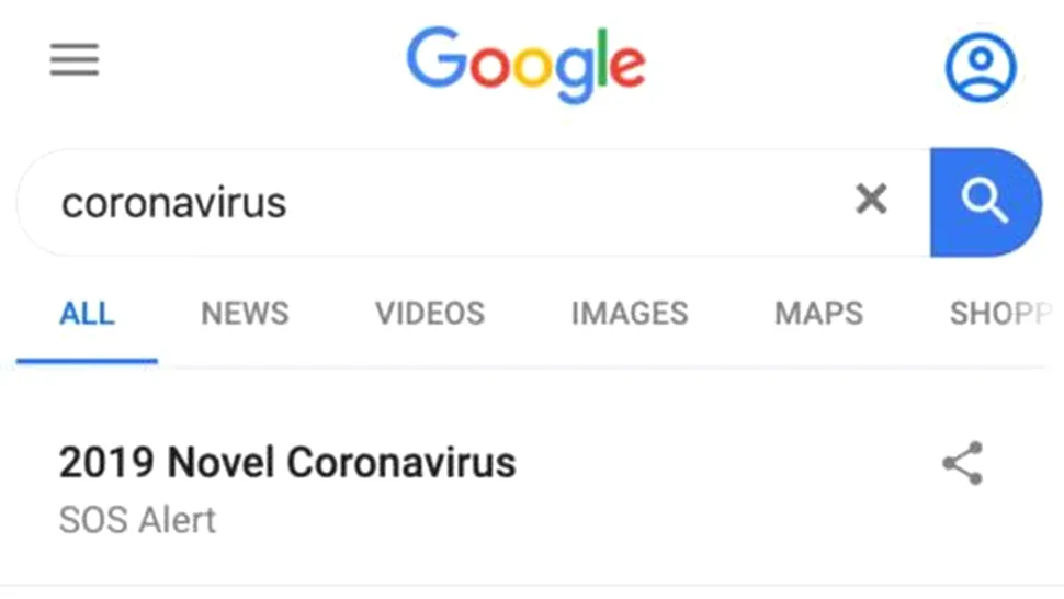 Google Search activează sistemul SOS Alert pentru căutările despre coronavirus