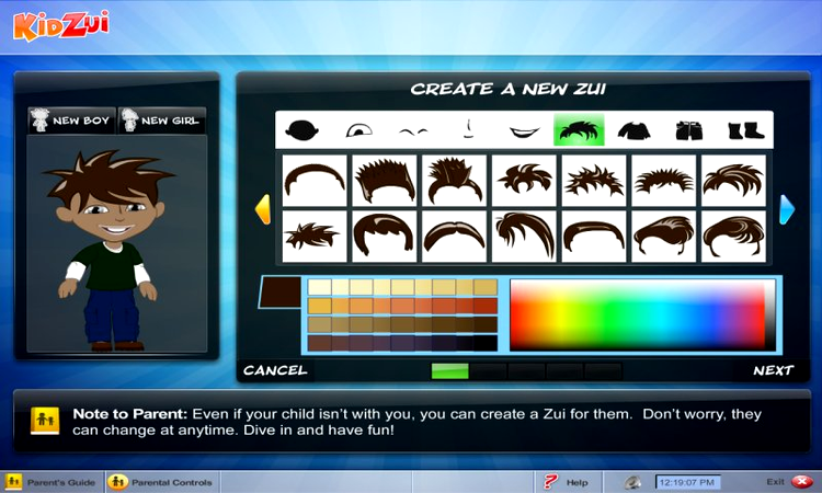 KidZui, creearea unui avatar