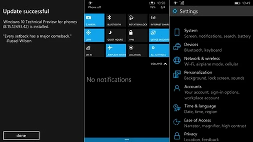 Noi imagini cu Windows 10 pentru mobile 
