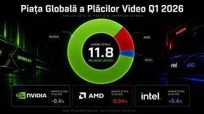 Piața plăcilor video dedicate a stagnat în primul trimestru din 2026. Livrările au fost de 11,8 milioane de unități