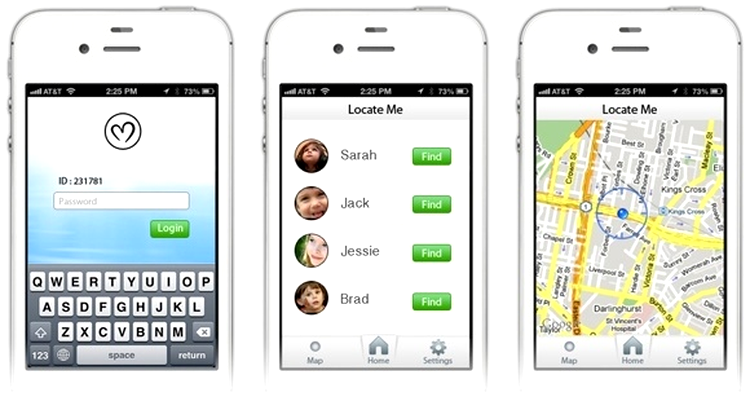 Interfaţa aplicaţiei Locator, folosită pentru localizarea telefoanelor Micro-Phone