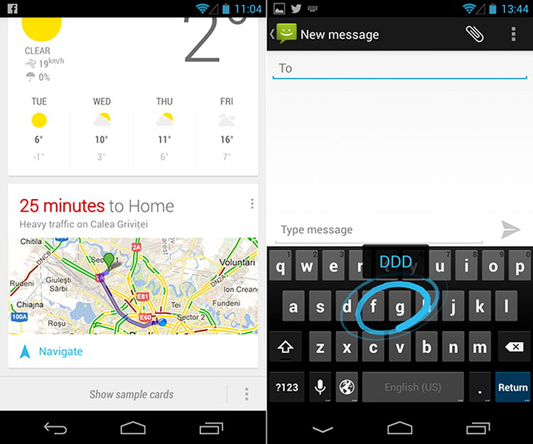 Google Now îmbunătăţit şi tastatura cu tracing