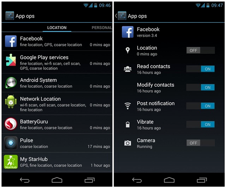 Vechiul App Ops din Android 4.3