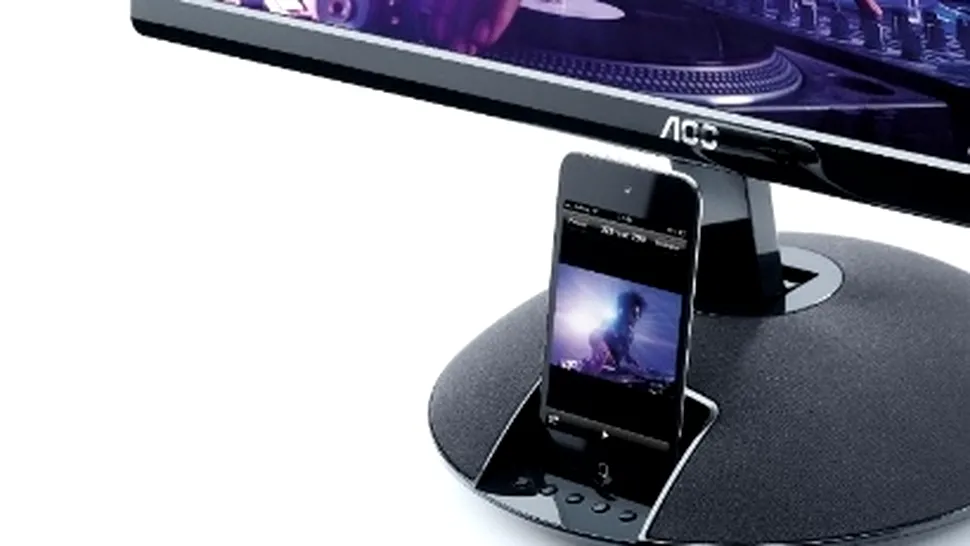 AOC myStage e2343Fi - monitor LED Full HD, cu dock pentru iPhone