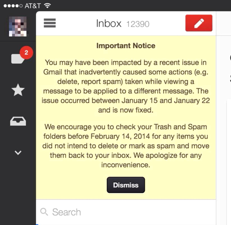 Mesaje din inbox-ul Gmail, şterse la întâmplare din cauza unei erori