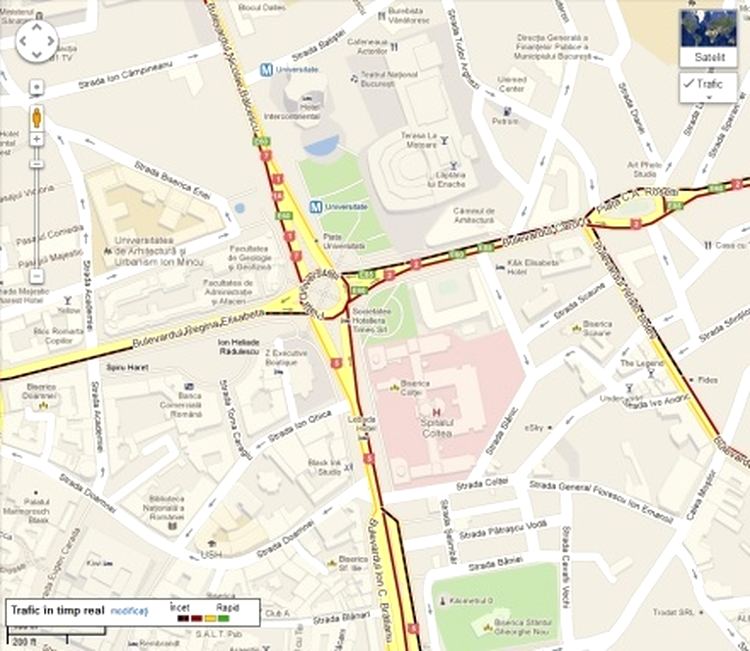 Google Maps cu monitorizarea traficului în Bucureşti
