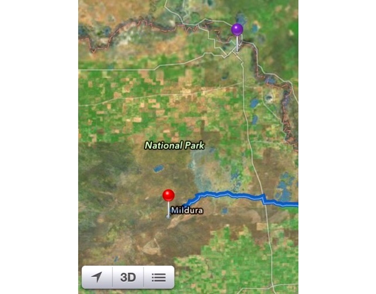 Orăşelul Mildura, teleportat la 60 km cu Apple Maps