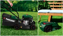 Trei dispozitive de tuns gazonul Parkside, disponibile în curând la Lidl: robot, mașină pe benzină și trimmer
