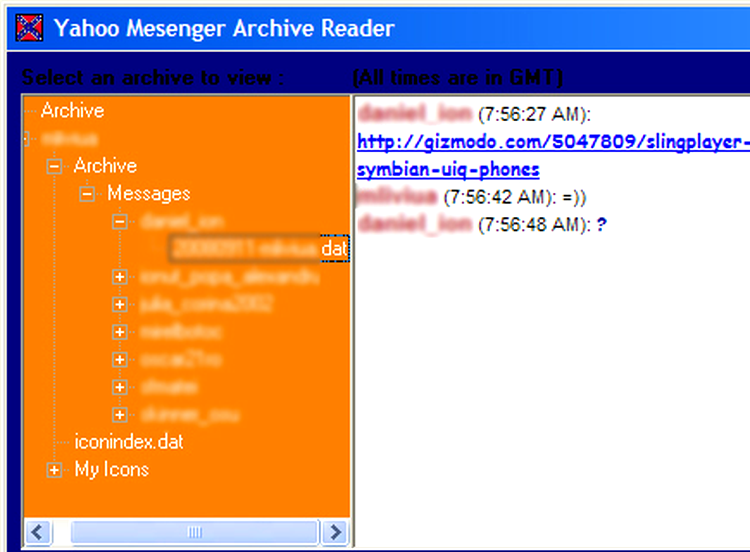 Yahoo Messenger Archive Reader