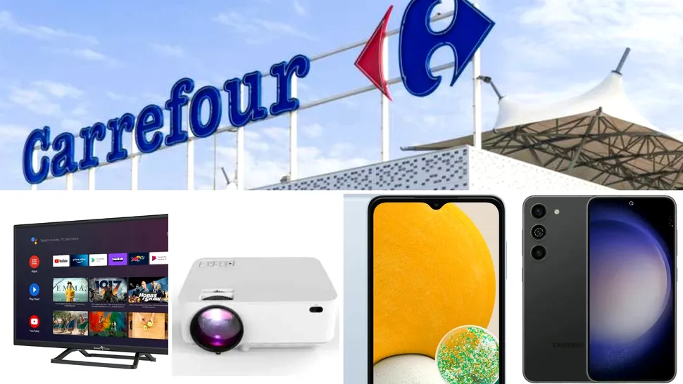 Reduceri bune la Carrefour: cel mai ieftin proiector, televizor smart și cel mai bine vândut telefon Android din lume