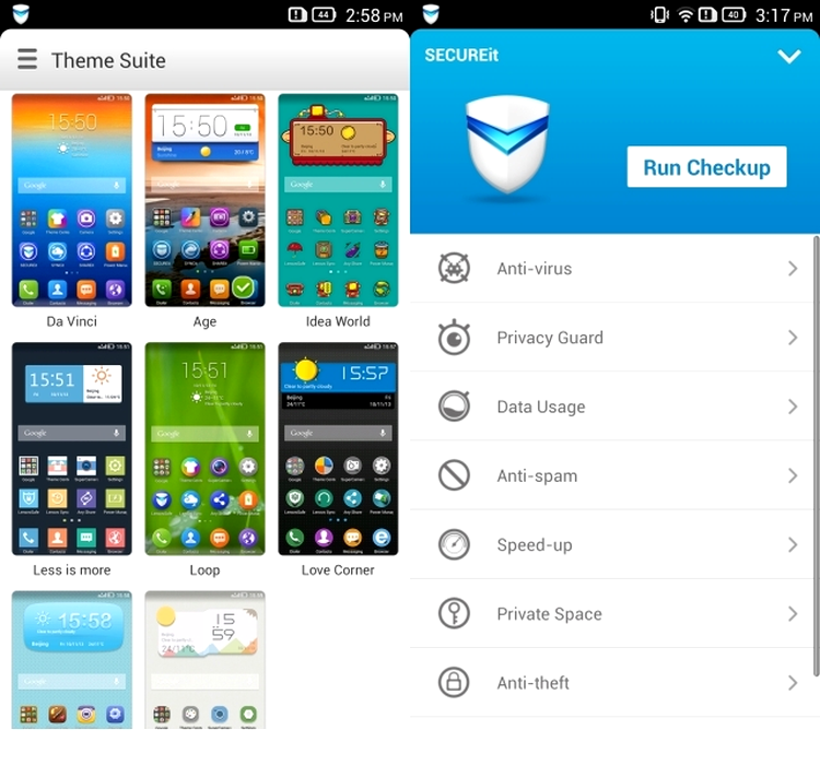 Lenovo Vibe X - temele grafice şi aplicaţia SECUREit