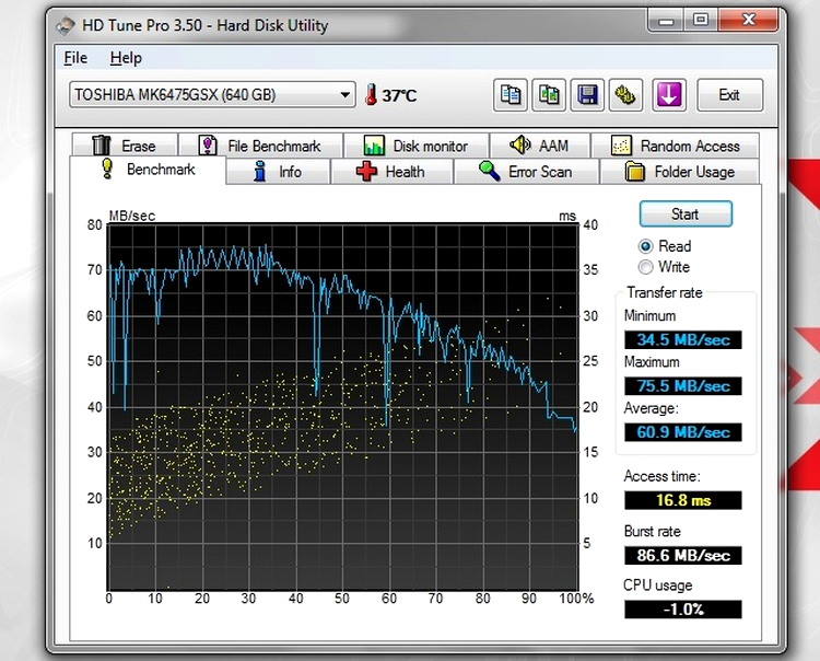 Toshiba L735-138 - performanţe hard disk