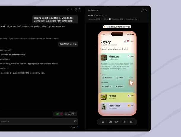 Claude Code poate crea și testa aplicații iOS în simulatorul Apple